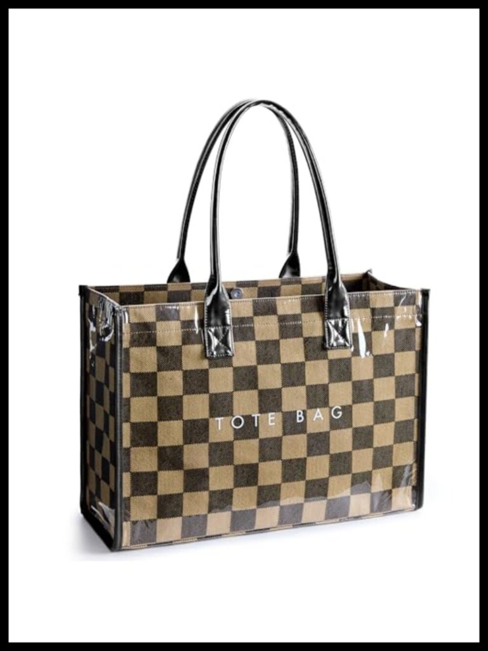 PVC Tote Bag Women's Kraft Paper Work Handbag Purses with Top Handle